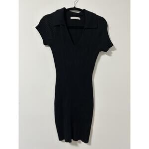 Abercrombie & Fitch Ribbed Mini Dress Johnny Collar Bodycon Goth Emo Witchy SM